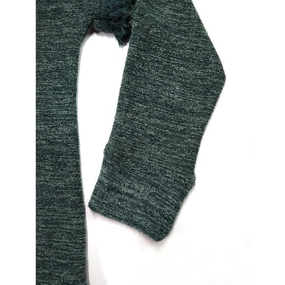 KNOX ROSE Fringed SWEATER Heathered Green French Terry: Oversized XS or Reg M - Picture 8 of 12